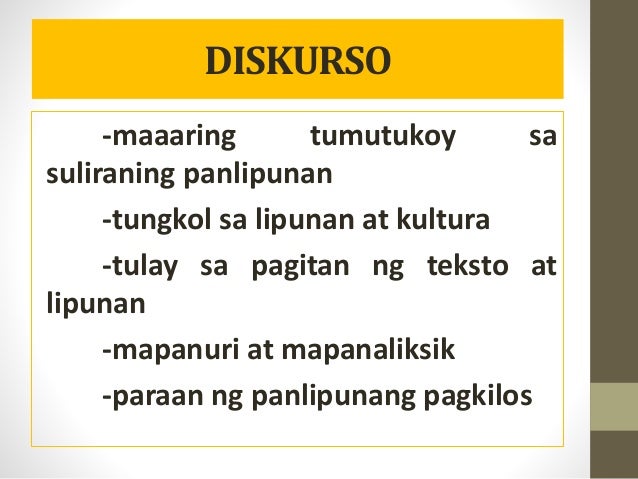 teksto at konteksto ng diskurso slideshare pagsusuri sa teksto at diskurso